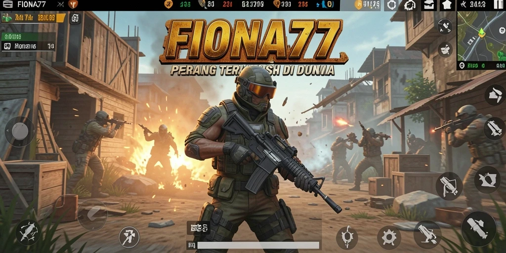 Screenshot FIONA77 menampilkan aksi intens dalam permainan Battle Royale.