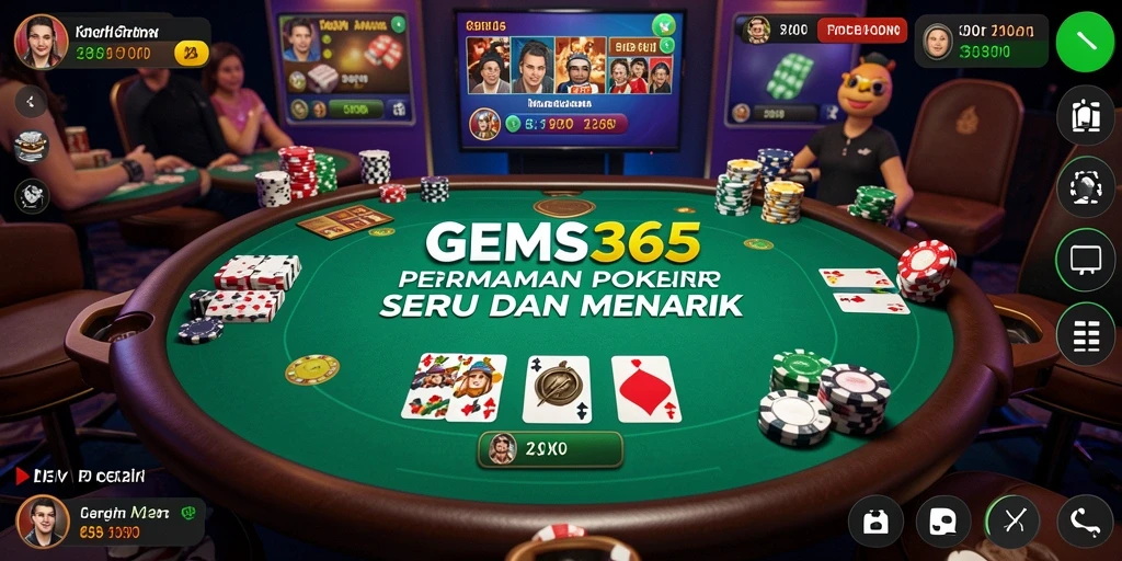 Tampilan gameplay menarik dari GEMS365 saat bermain poker.