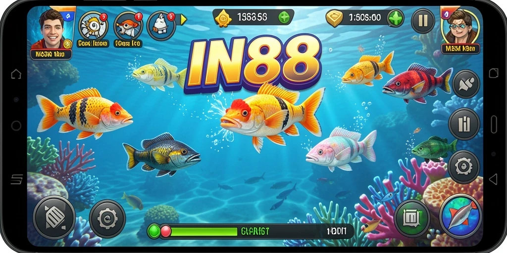 Tampilan menarik dari gameplay Tembak Ikan di aplikasi IN88.