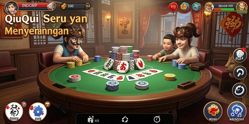 Tampilan gameplay seru dalam permainan QiuQiu INDORP.