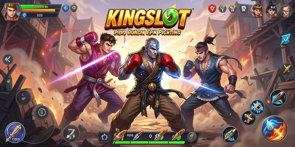 Tampilan gameplay KINGSLOT yang memukau dengan pertarungan seru.
