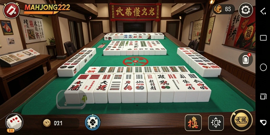 Tampilan gameplay <strong>MAHJONG222</strong> yang menarik dengan suasana musik yang penuh semangat.
