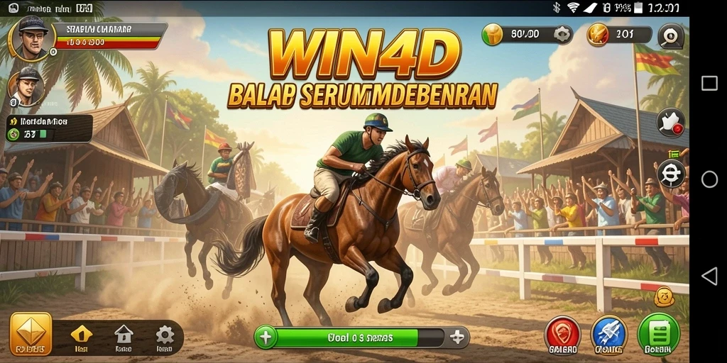 Tampilan gameplay intens dari balapan seru di WIN4D.